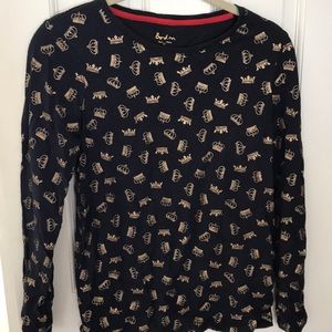 Boden gold crown print navy tee